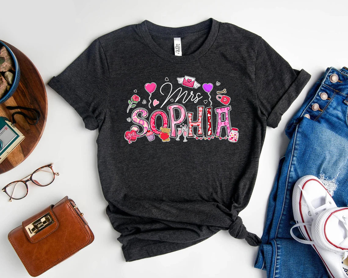 Custom Teacher Valentine Shirts, Valentines Day Shirt for Women