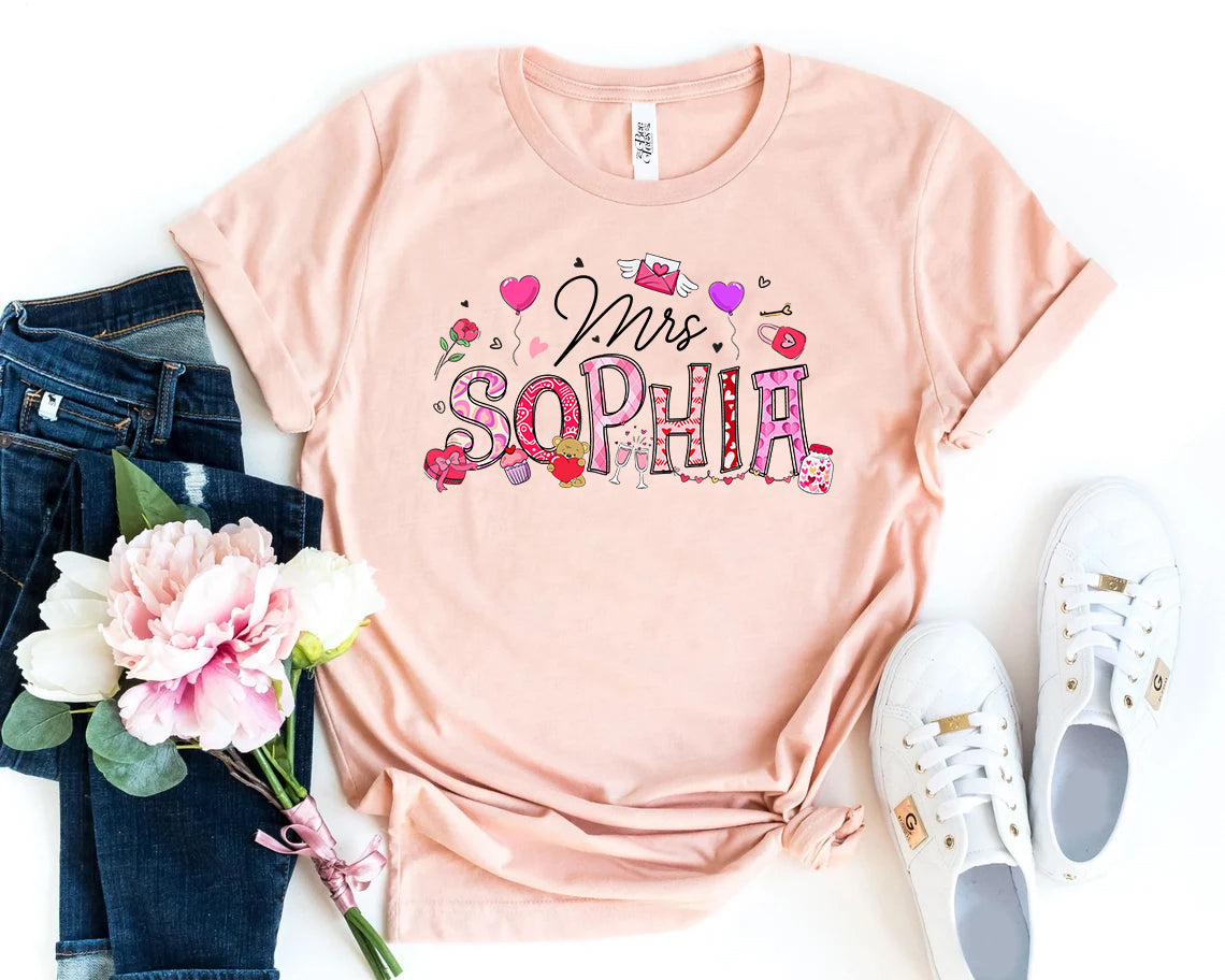 Custom Teacher Valentine Shirts, Valentines Day Shirt for Women