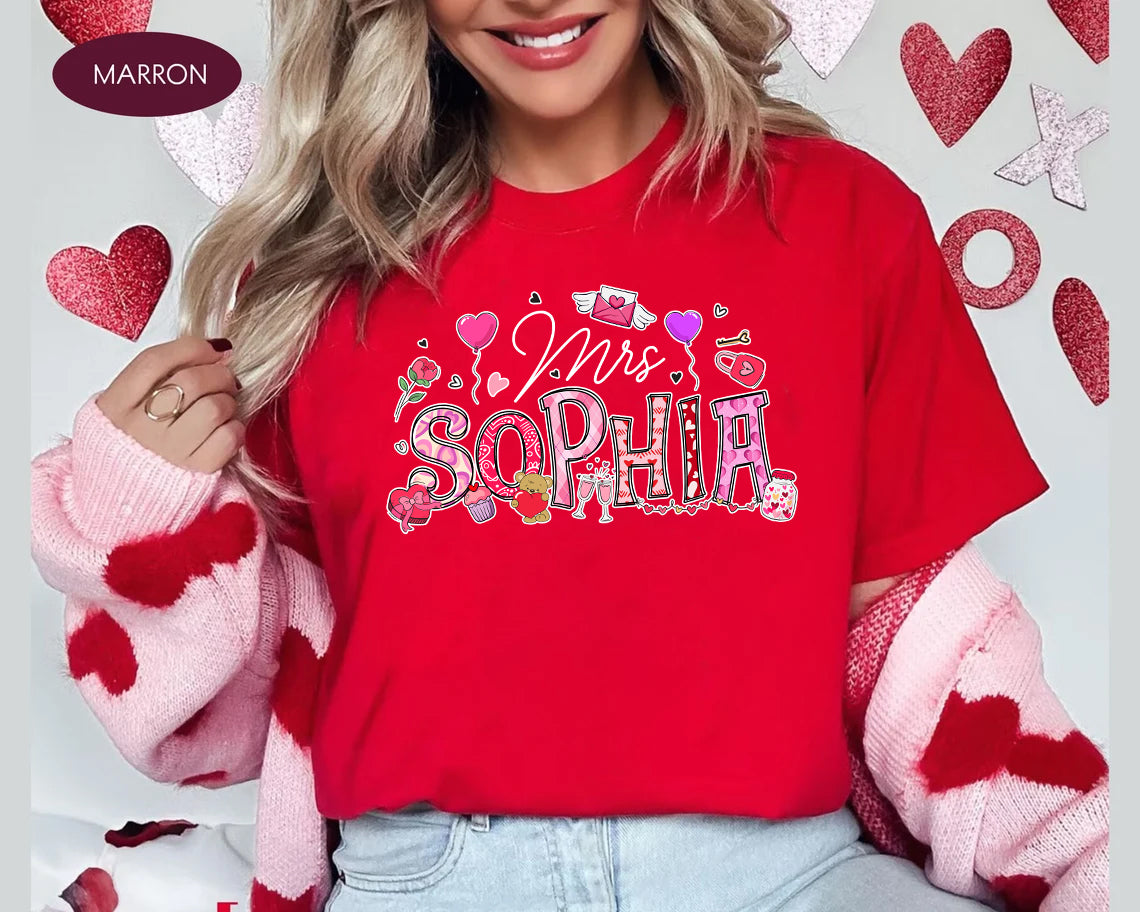 Custom Teacher Valentine Shirts, Valentines Day Shirt for Women